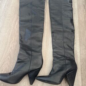 Black Leather Over-the-Knee Boots